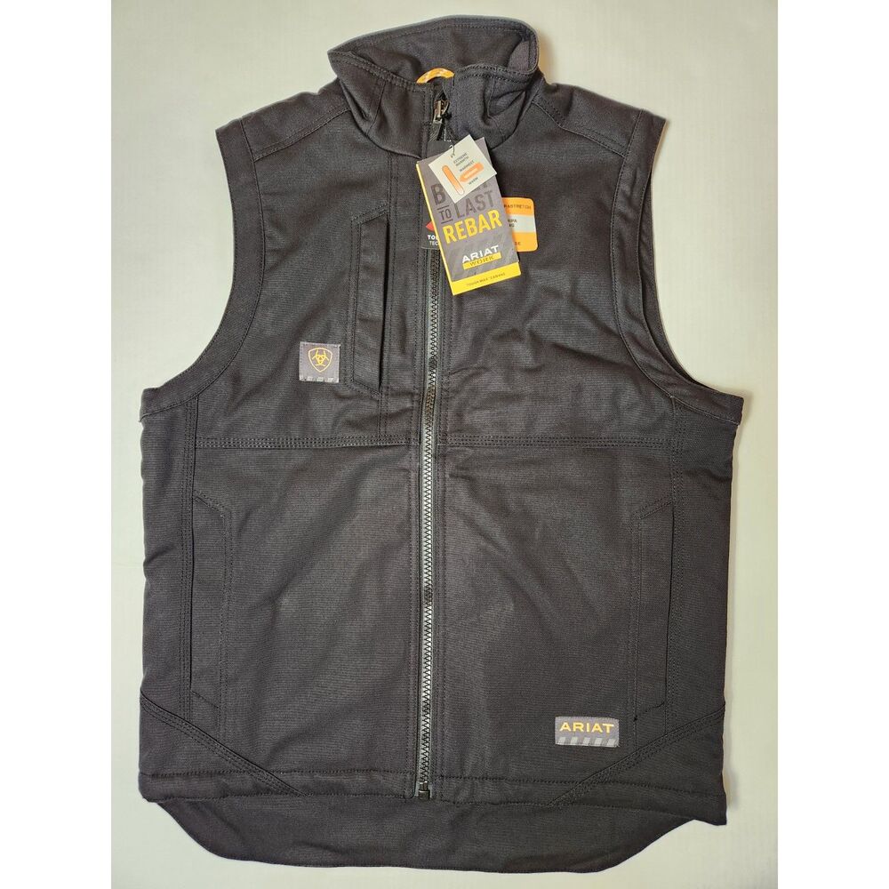 Ariat Rebar DuraCanvas Sherpa‑Lined Work Vest Men’s Small Black
